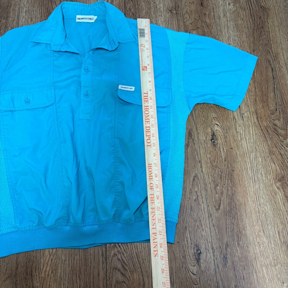 VTG Members Only Turquoise Short Sleeve Pullover Henley Shirt Mens M retro‎ 80s - Picture 3 of 10